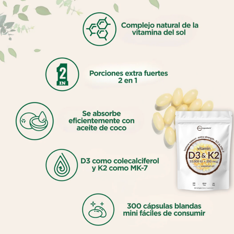 Bellaria - Suplemento de Vitamina D3&K2 en cápsulas blandas de Micro Ingredients